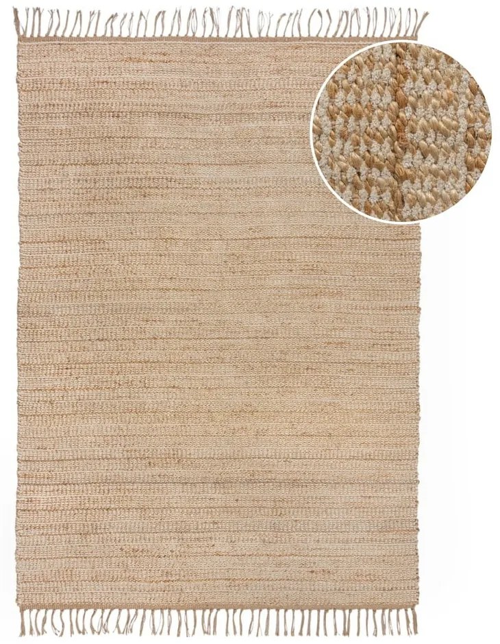 Tappeto di colore naturale in iuta tessuto a mano 60x110 cm Levi – Flair Rugs