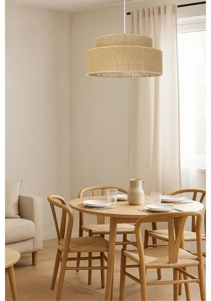 Lampadario a sospensione con filo BOHO 1xE27/60W/230V diametro 40 cm beige