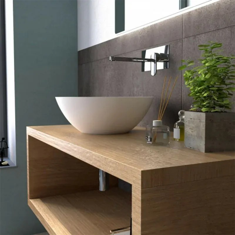 Inserto reversibile in rovere miele per mobile bagno sospeso aperto Master