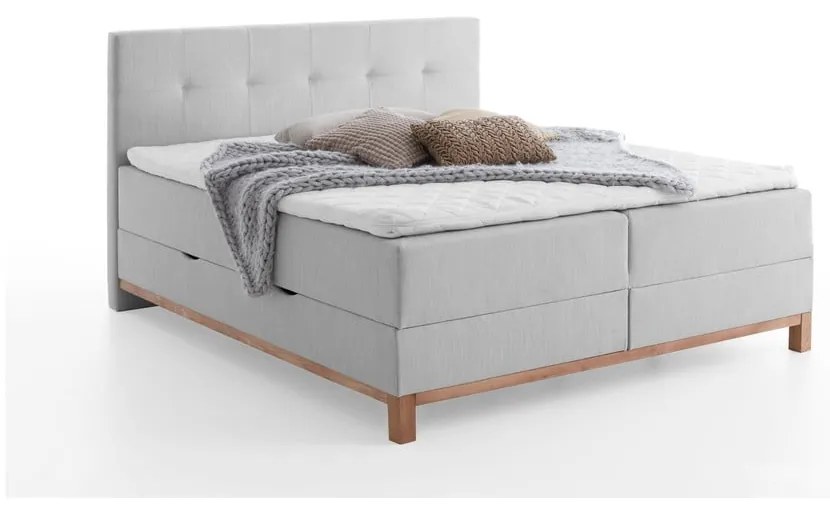 Letto boxspring grigio chiaro con contenitore 160x200 cm Catania - Meise Möbel