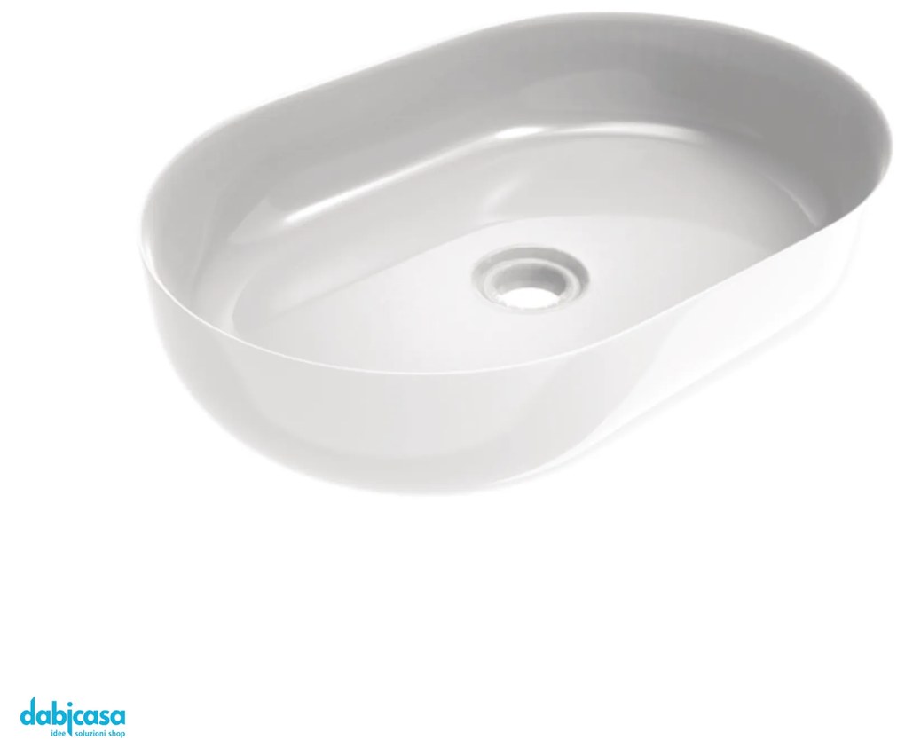 Ercos "Musa" Lavabo D'Appoggio Ovale 60x41 Cm Bianco Lucido