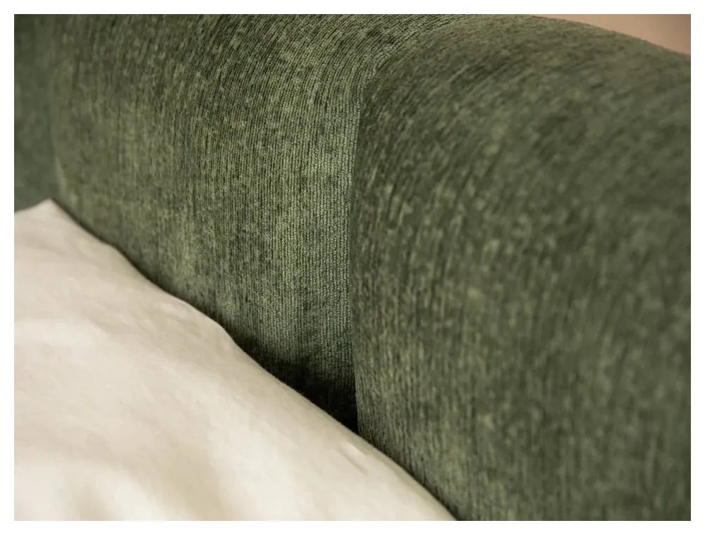 Letto matrimoniale imbottito verde con spazio contenitivo e rete 180x200 cm Lupine - Micadoni Home