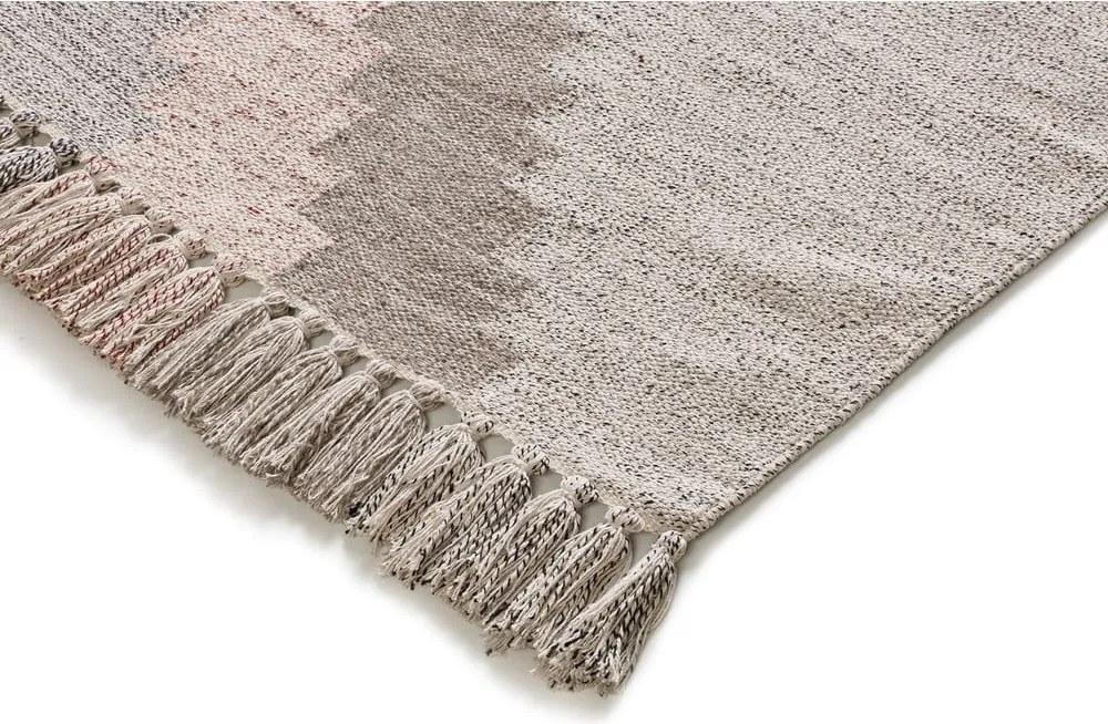 Tappeto beige in cotone riciclato tessuto a mano 160x230 cm Chandia – Universal