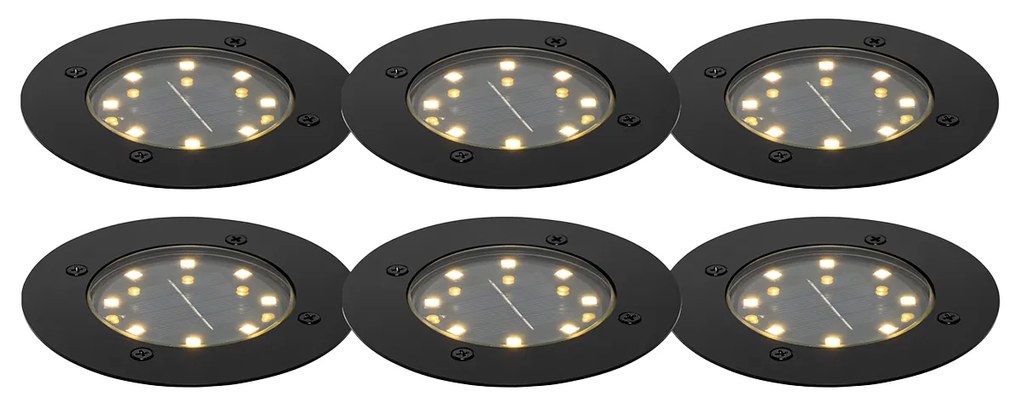 Set di 6 faretti da giardino neri con LED IP65 solari - Terry