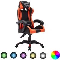 Sedia da Gaming con Luci a LED RGB Arancione e Nera Similpelle cod mxl 18158