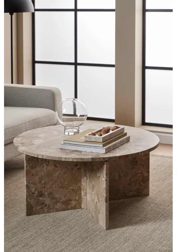 Tavolino rotondo in marmo marrone chiaro ø 90 cm Vega - Actona