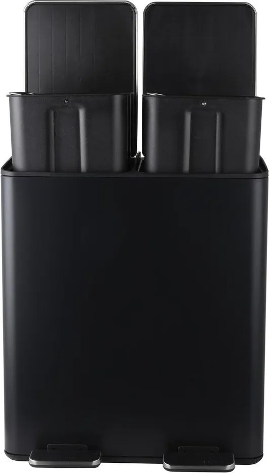 Cestino per la spazzatura nero opaco in acciaio per raccolta differenziata/con pedale 2x20 l Aliya – Spirella