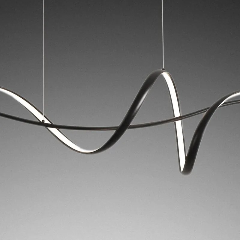 Lampadario LED design Carola nero, luce naturale 1500 lumen, NOVECENTO