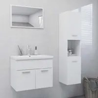 Set Mobili da Bagno Bianco Lucido in Truciolato 3071141