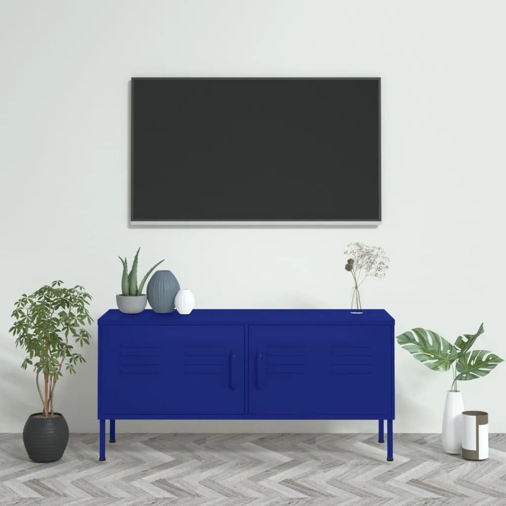 Mobile Tv Blu Marino 105x35x50 Cm İn Acciaio /