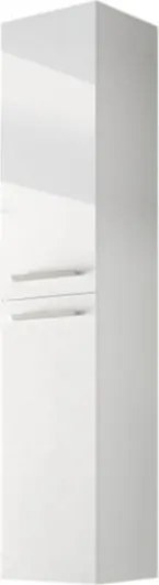 Mobile bagno sospeso 80 cm con colonna, lavabo e specchio bianco laccato - Aruba 94613