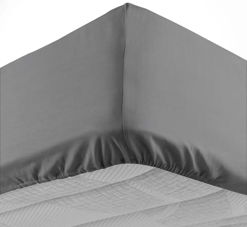 Lenzuolo in cotone elasticizzato antracite 180x200 cm Lina - douceur d'intérieur