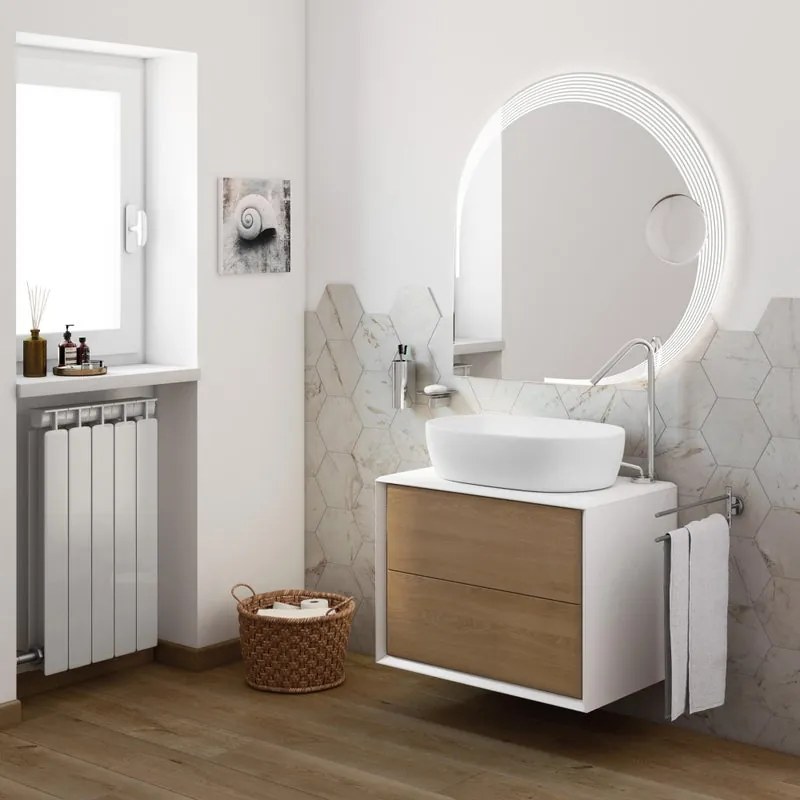 Mobile sottolavabo e lavabo Bellagio bianco opaco L 71 x H 48 x P 46 cm