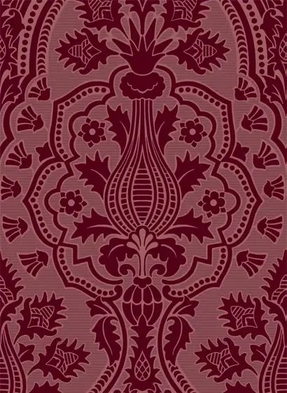 Cole & Son Carta da parati Pugin Palace Flock - Claret