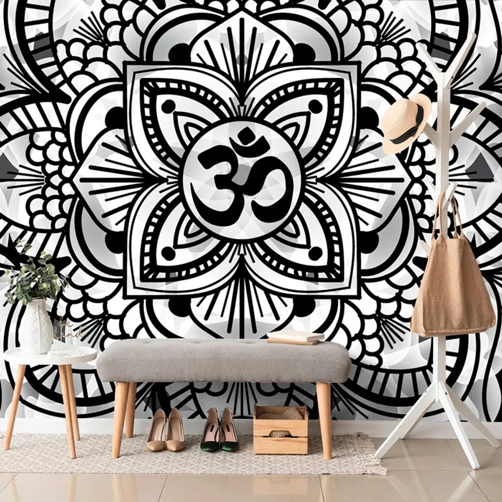 Carta da parati – Mandala della salute in bianco e nero