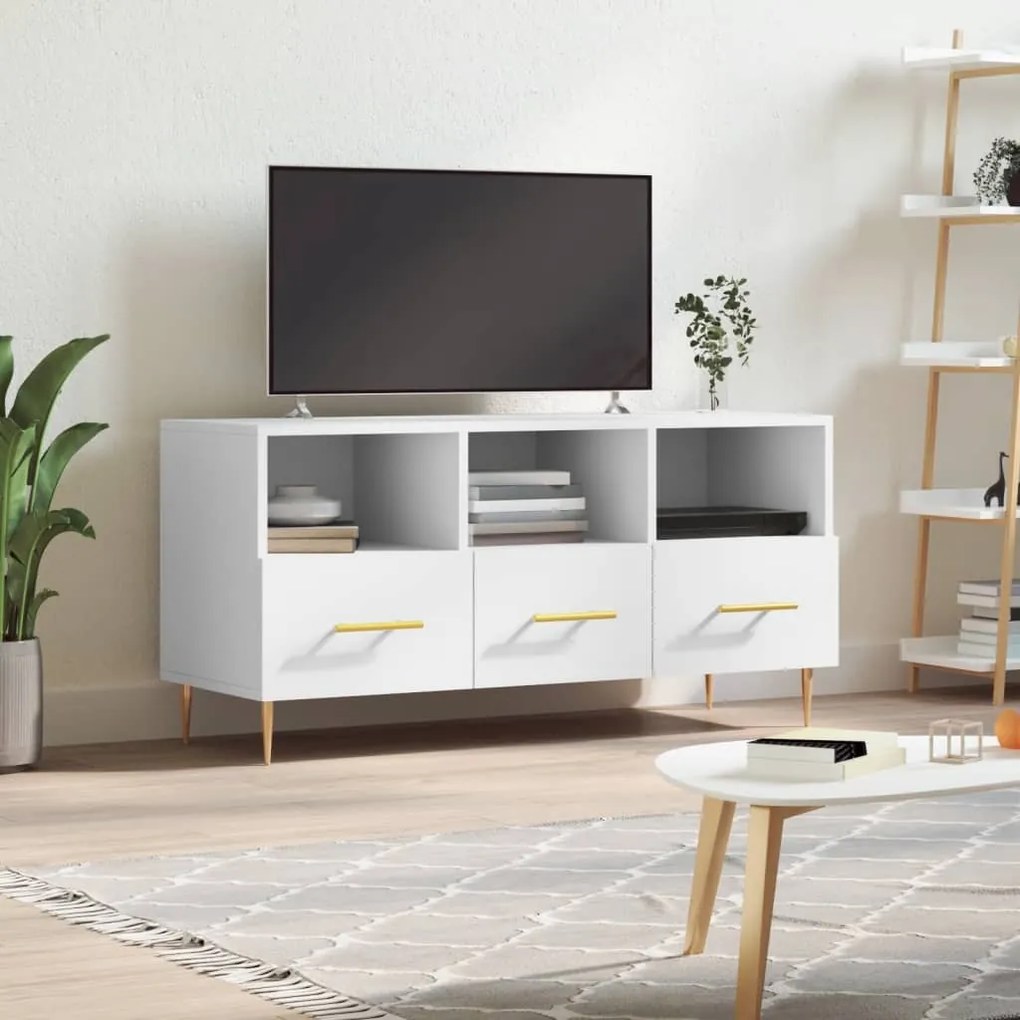 Mobile Porta Tv Bianco 102x36x50 Cm İn Legno Multistrato /