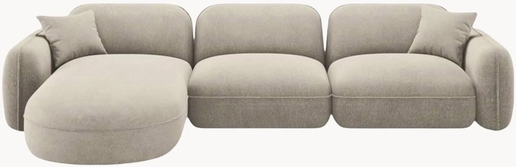 Divano componibile 4 posti in velluto Lucien, chaise longue a sinistra