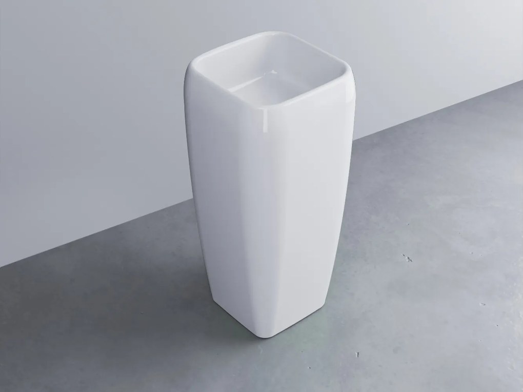 Cielo Shui Lavabo freestanding 40x40 H.85 con scarico a terra senza troppopieno in ceramica bianco lucido