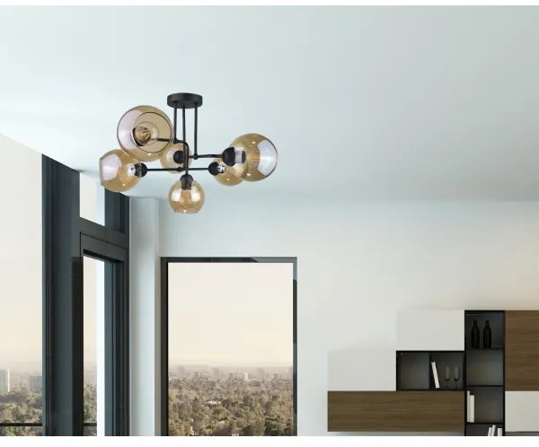 Lampadario a plafone MONDE BLACK 6xE27/60W/230V