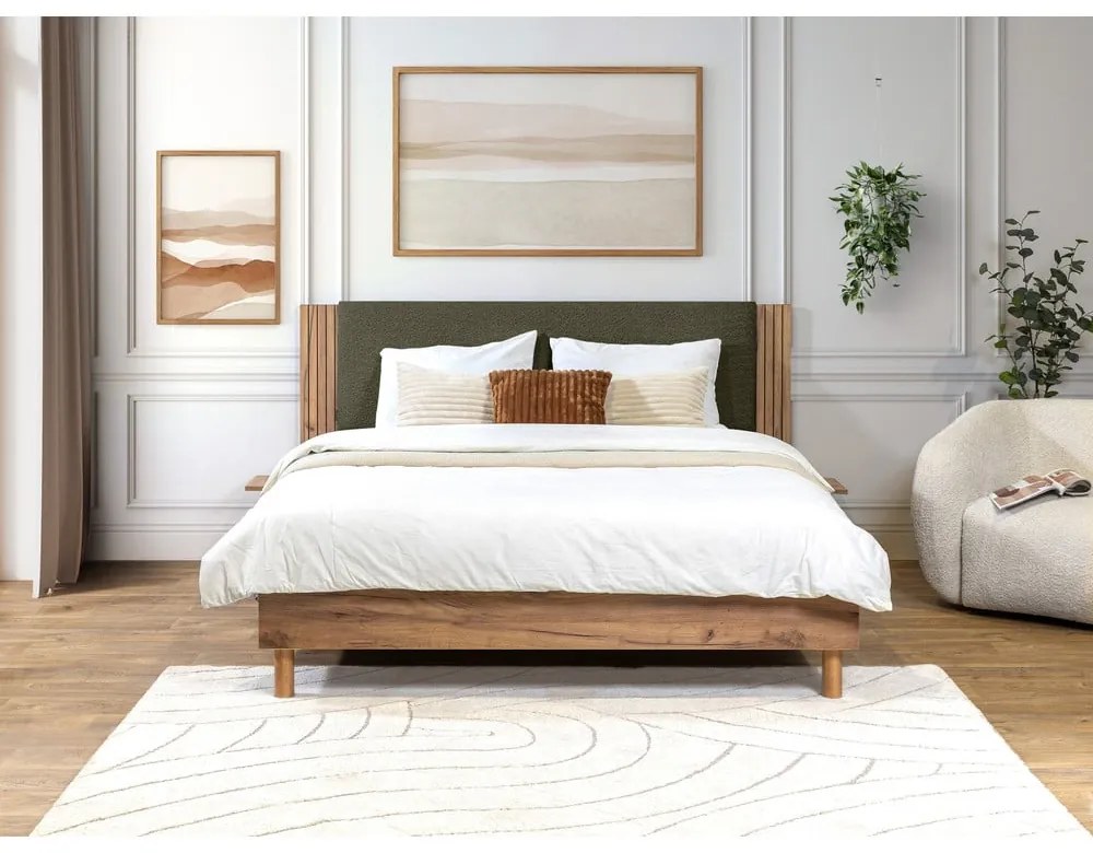 Letto matrimoniale verde con rete inclusa 140x190 cm Lior – Bobochic Paris