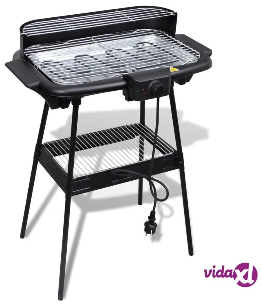 vidaXL Barbecue elettrico rettangolare da giardino con grill e supporto
