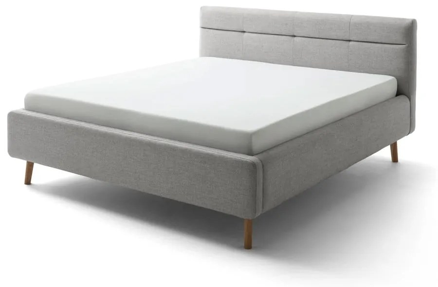 Letto matrimoniale imbottito grigio con contenitore con rete inclusa 160x200 cm Lotte – Meise Möbel
