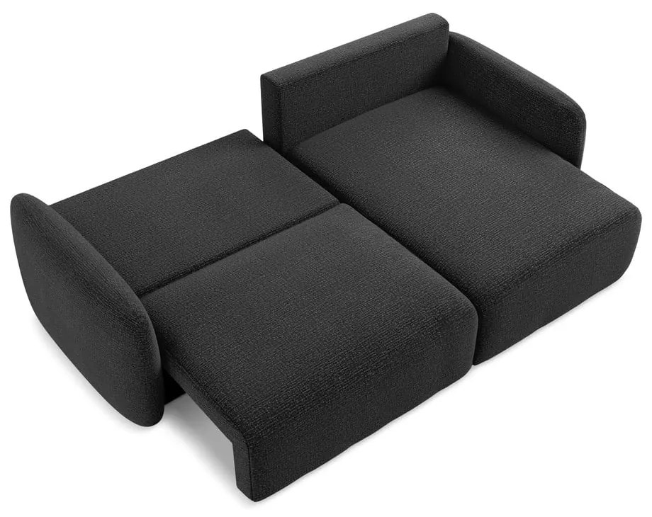 Divano angolare nero allungabile/con contenitore (con penisola a destra) Kalena – Makamii