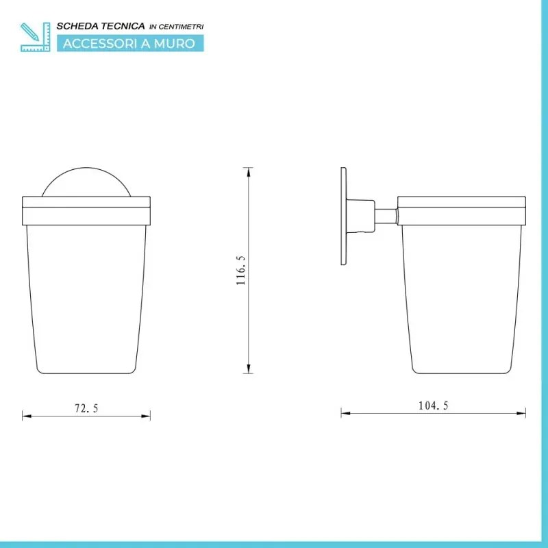 Set accessori a muro 6 pezzi in acciaio cromato e viti incluse Idea