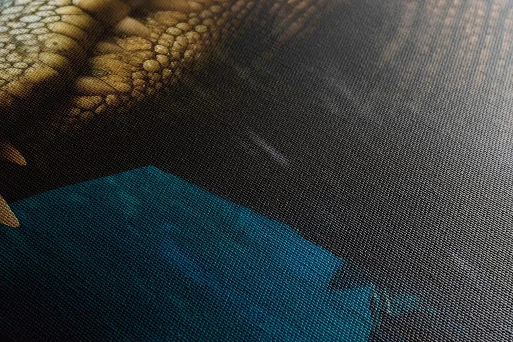 Quadro su tela – Coccodrillo blu-oro