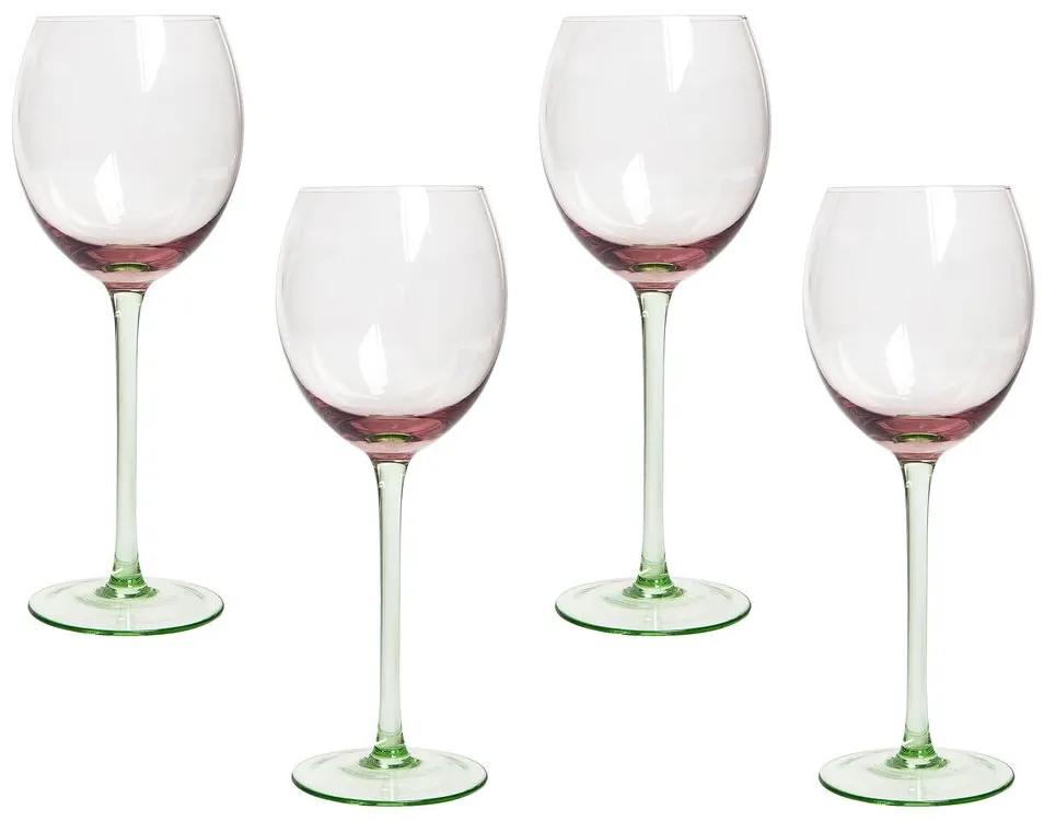Set di 4 calici da vino vetro rosa e verde da 36 cl DIOPSIDE Beliani