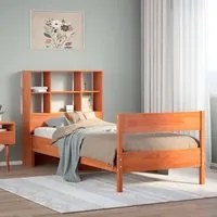 Letto Libreria senza Materasso Marrone Cera 75x190 cm in Pino 3323013