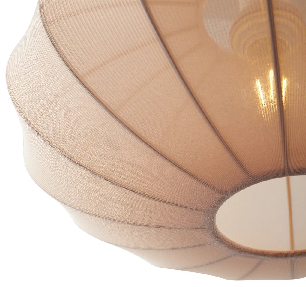 Lampada a sospensione Japandi beige con paralume in tessuto a 2 luci - Bida