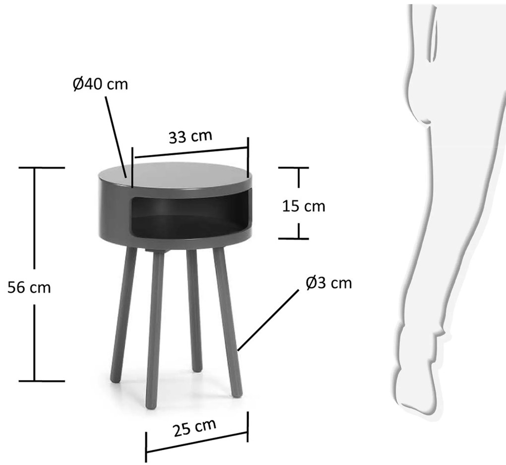 Kave Home - Tavolino Kurb B Ø 40 cm grigio