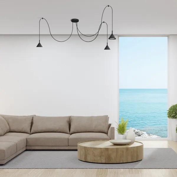 Lampadario a sospensione con filo ETNA 3xGX53/10W/230V ragno nero