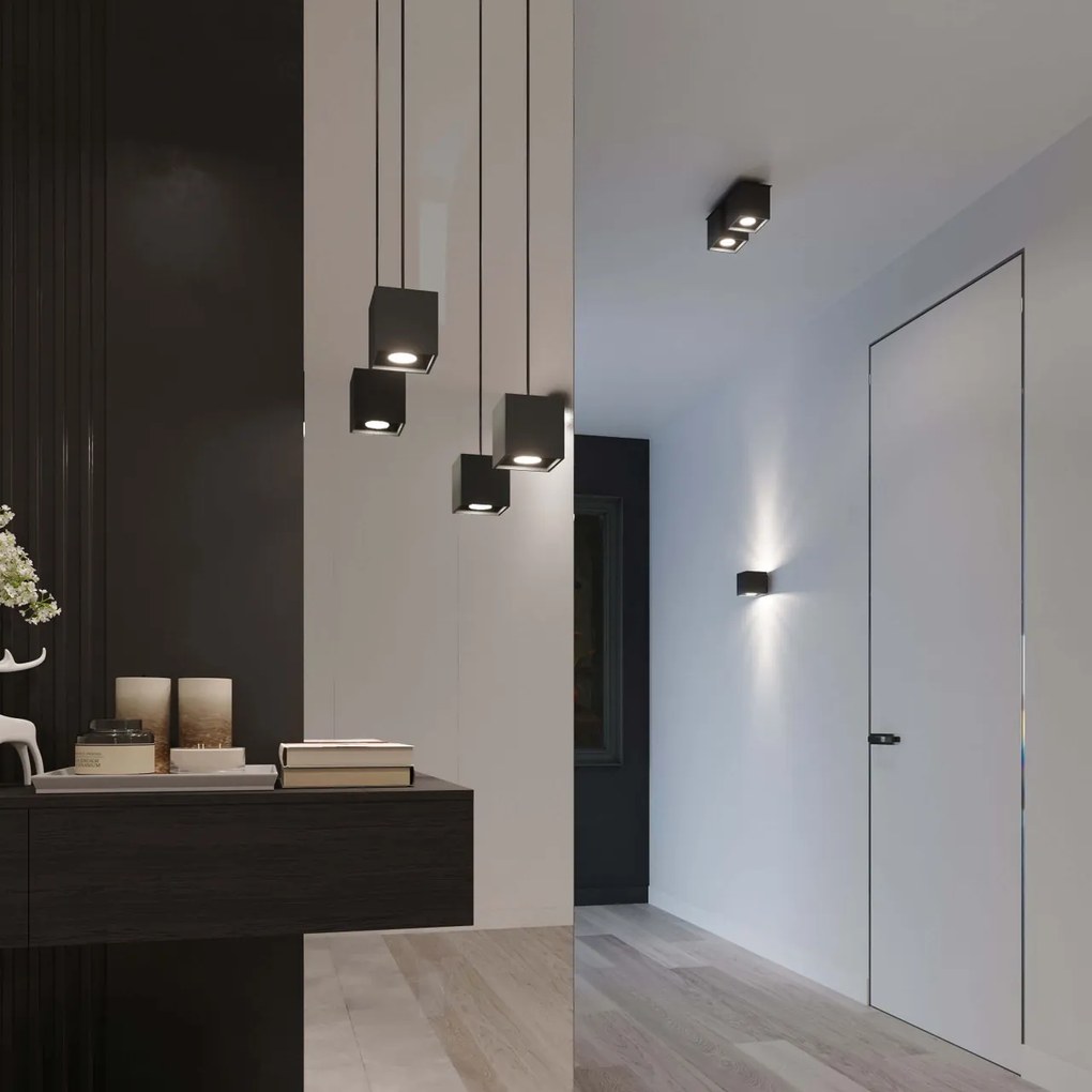 Plafoniera da Soffitto in Alluminio QUAD 1 GU10 Nera da Interno