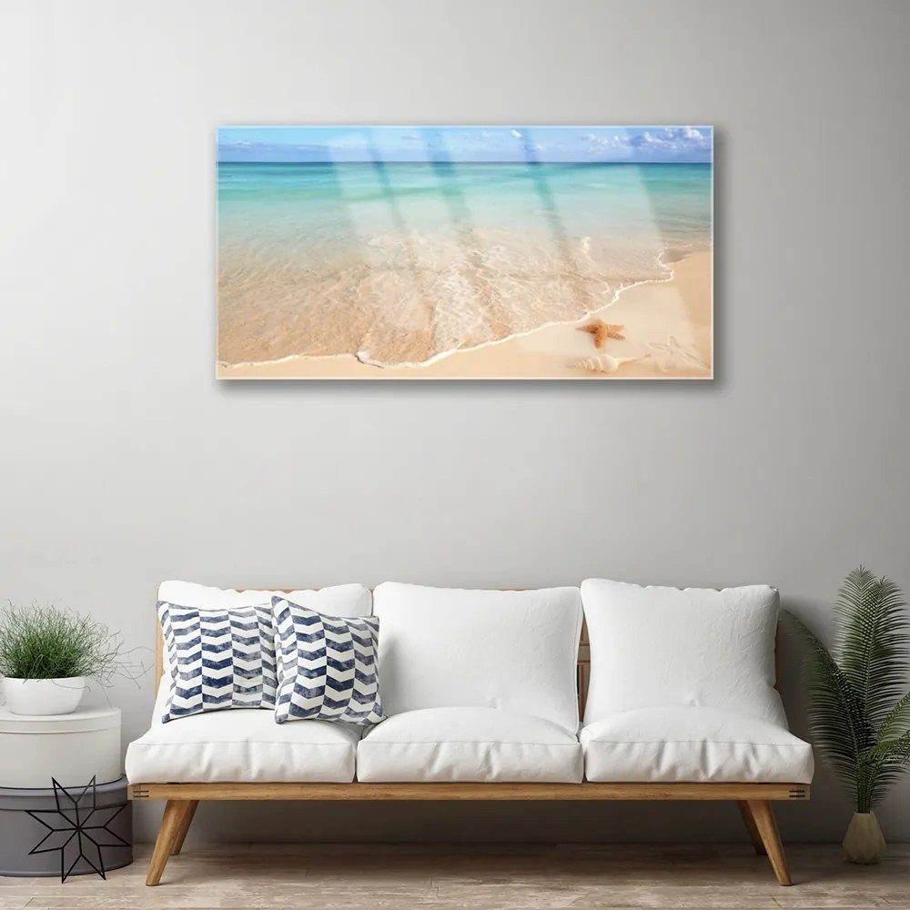 Quadro acrilico Paesaggio della spiaggia delle stelle marine 100x50 cm