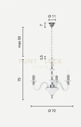 Lampadario gala 3 luci attacco e14 ottanio e cromo d.72cm