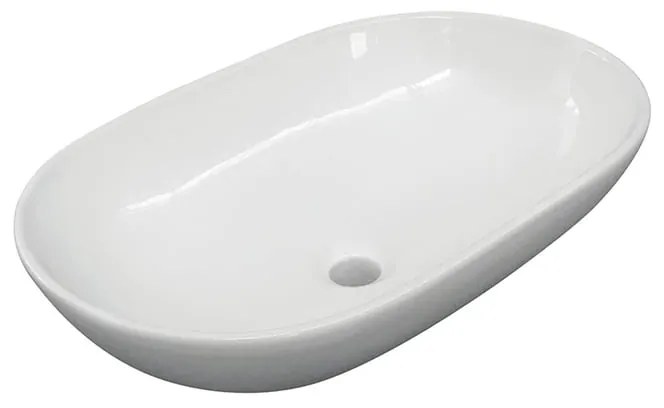 Lavabo da appoggio ovale in ceramica L 58.5 x H 18 x P 38 cm bianco lucido piletta non inclusa
