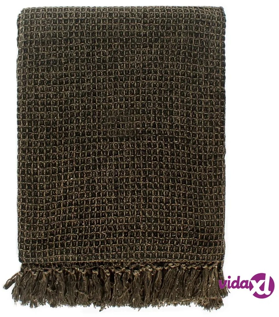 vidaXL Copriletto in Cotone 160x210 cm Antracite/Marrone