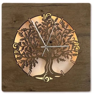 Li-Go 5652/DUB2 - Orologio LED dimmerabile LED/10W/5V 20000 mAh 42x42 cm rovere+ telecomando