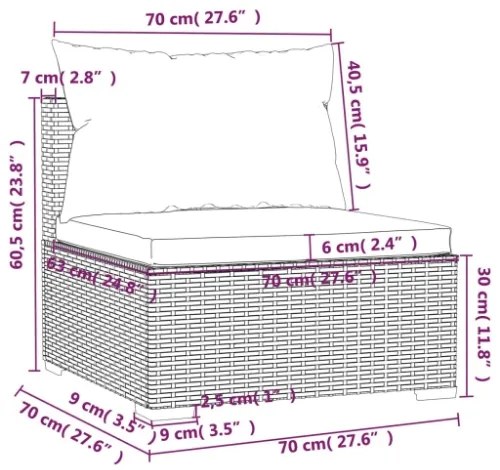 Set Divani da Giardino 12 pz con Cuscini in Polyrattan Nero