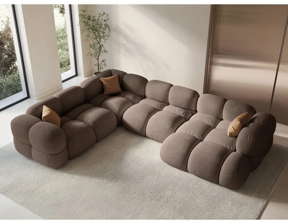 Divano angolare marrone (con penisola a sinistra/a U) Loretto – Cosmopolitan Design