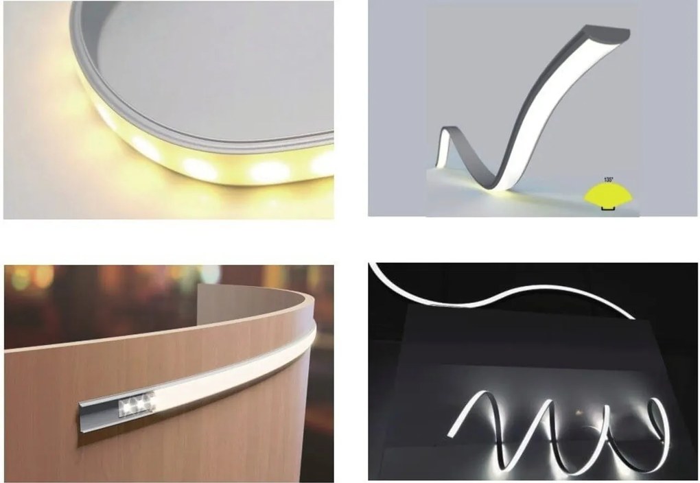 Profilo FLESSIBILE da 1 e 2m in alluminio per strisce LED Variante Lunghezza Profilo 2 metro