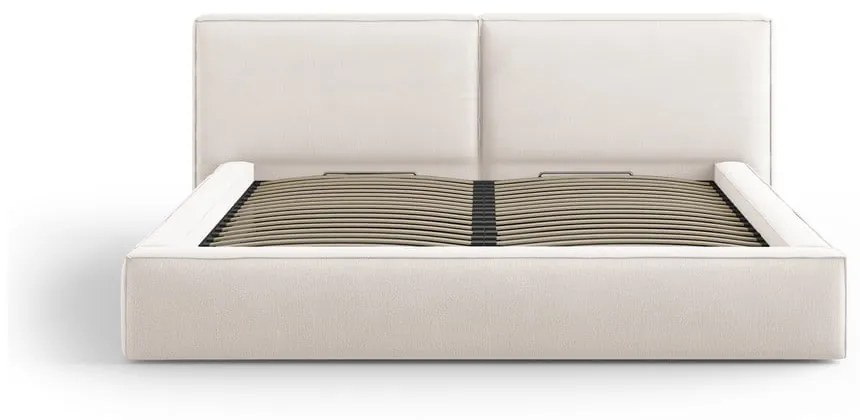 Letto matrimoniale imbottito beige con contenitore e rete inclusi 200x200 cm Arendal - Cosmopolitan Design