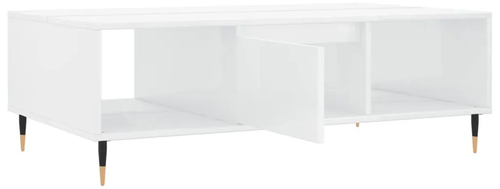 Tavolino da Salotto Bianco Lucido 104x60x35cm Legno Multistrato