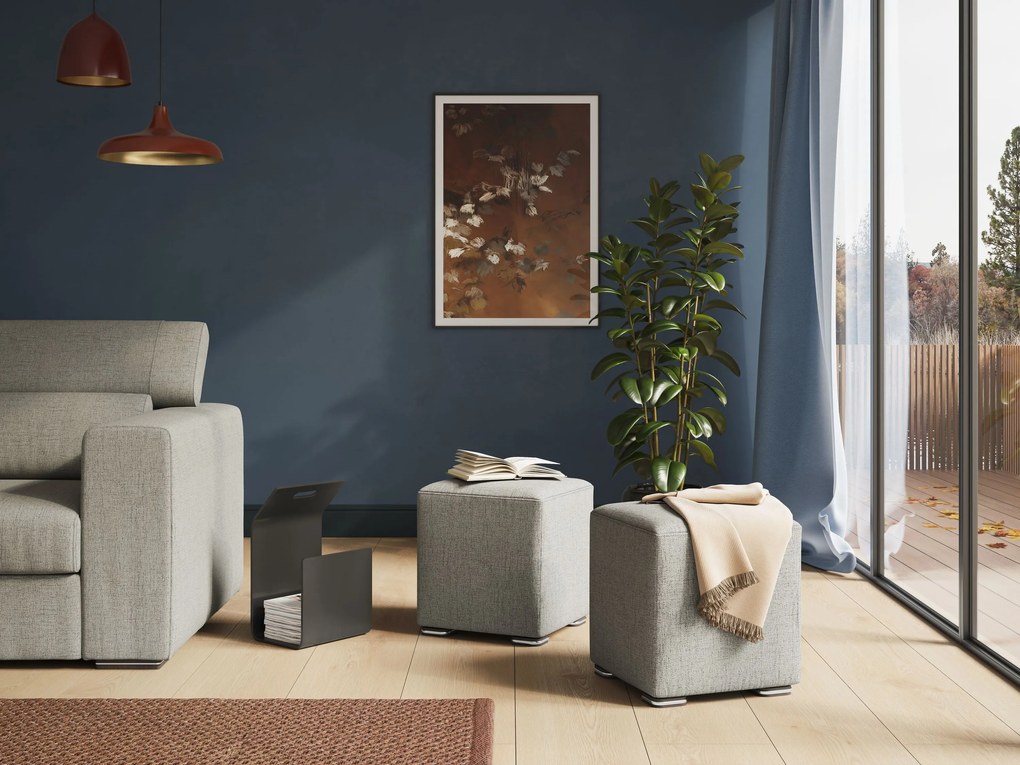 Cube pouf in tessuto morbido impermeabile T03 grigio chiaro