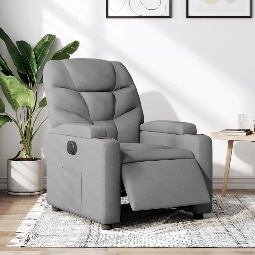 Poltrona Elettrica Reclinabile Grigio Chiaro İn Tessuto /