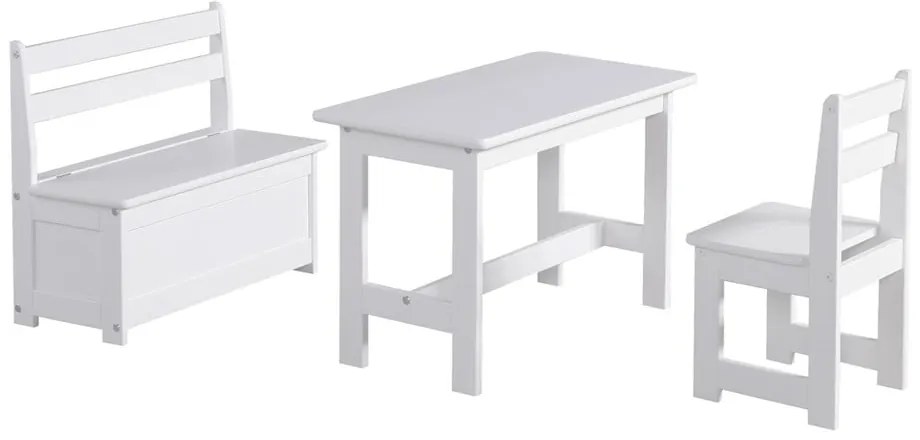 Tavolo per bambini bianco in legno di pino massiccio Baby - Pinio