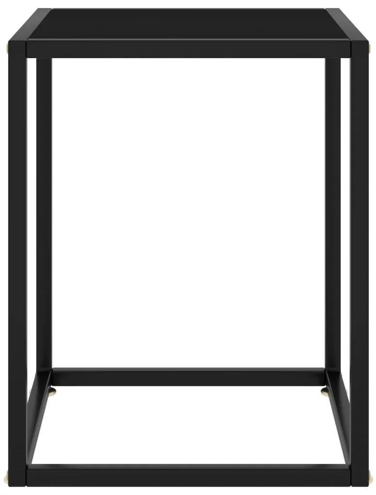 Tavolino da salotto nero con vetro nero 40x40x50 cm