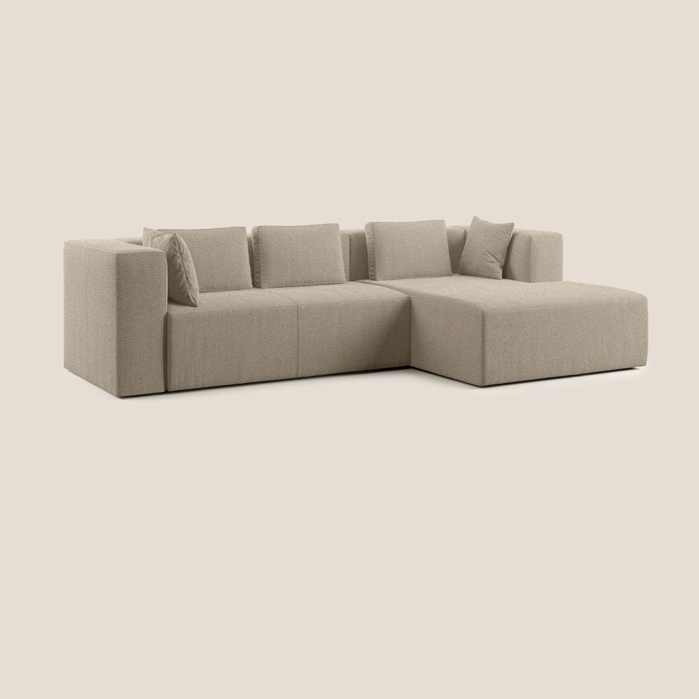 Nettuno divano angolare componibile in morbido tessuto bouclè T07 beige